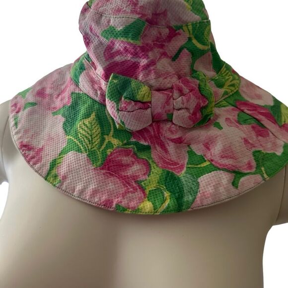 Janie And Jack Bucket Hat Girls Size 4 to 5 Green Pink Floral Print - Picture 3 of 13